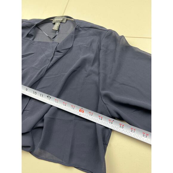 R&M Richards Women Medium Blue Sheer Long Sleeve Shrug Coverup Flyaway Top - Picture 4 of 9